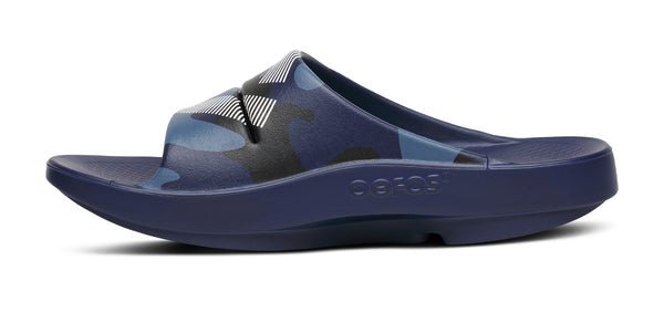 FJ X OOFOS Men's OOahh Sport Slide Sandal - Navy Camo - Image 4